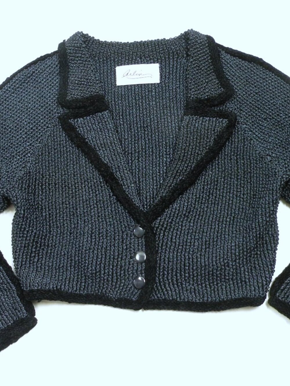 Vintage 80s Arlin Nubby Heavy Cardigan Sweater Cropped Jacket M